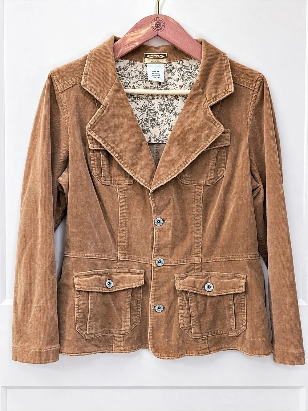 Department of Peace Corduroy Utility Jacket 1X Brown Y2K Blazer